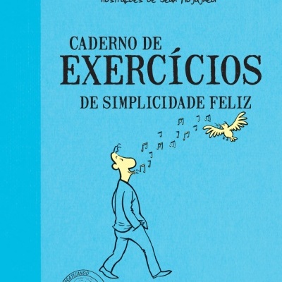 Capa azul de livro com ilustração e texto em português
