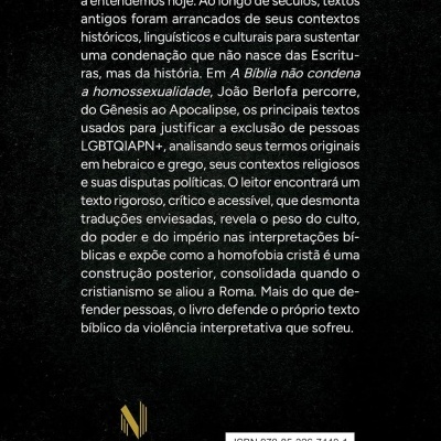 Parte traseira do livro com texto em português, selo da editora VOZES NOBILIS e código de barras