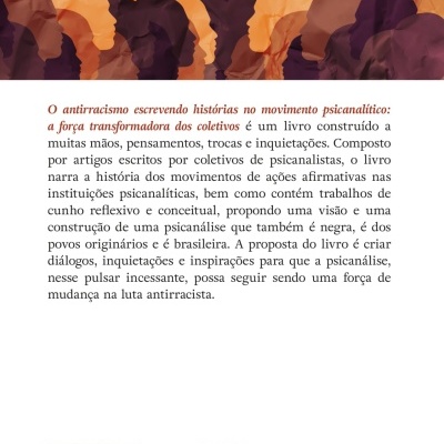 Capa de livro com perfis humanos em várias cores e texto explicativo em português