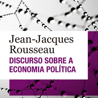 Capa do livro Discurso sobre a Economia Política de Jean-Jacques Rousseau com padrão de gotas de água