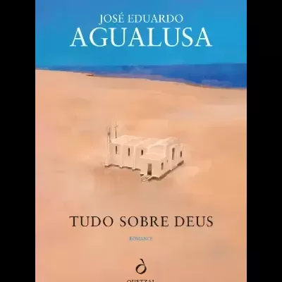 Capa de livro com título TUDO SOBRE DEUS e desenho de casa branca em deserto