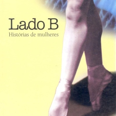 Capa de livro com pernas femininas e texto em fundo amarelo