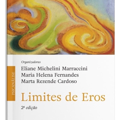 Capa do livro Limites de Eros com arte abstrata colorida e texto em branco.