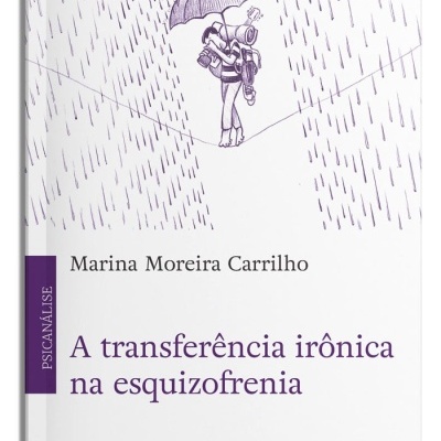 Capa de livro branca com ilustração a traço roxo e texto em roxo e preto