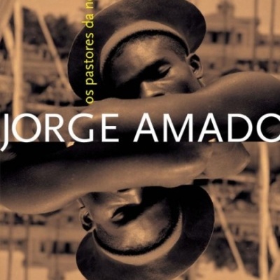 Capa de livro com fotografia sépia de homem com chapéu e texto Jorge Amado os pastores da noite