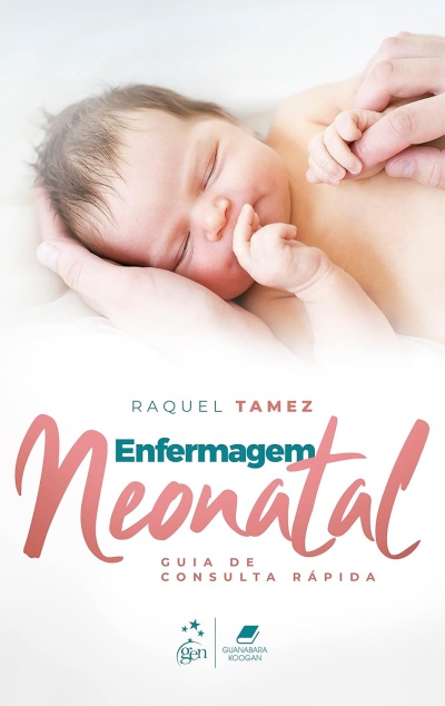 Capa de livro com bebé e texto Enfermagem Neonatal