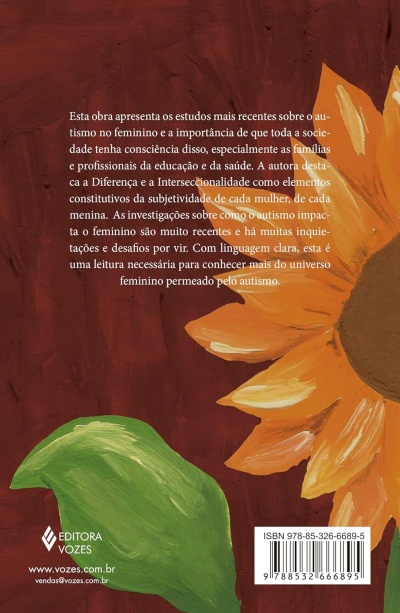 Capa de livro com fundo castanho e flor amarela desenhada, texto em português e código ISBN.