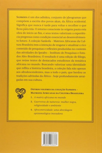 Capa traseira de livro amarelo com texto e código de barras