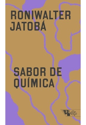 Capa de livro castanho com linhas onduladas roxas e texto preto