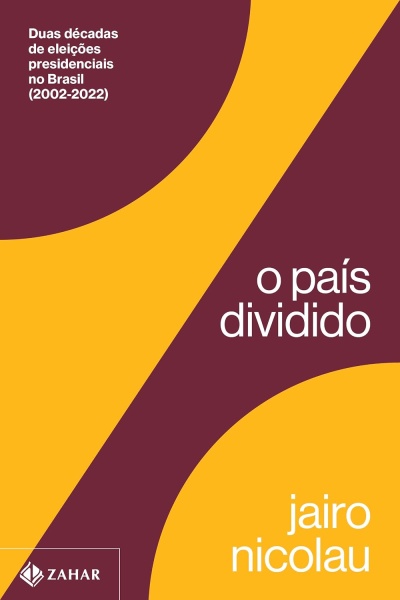 Capa de livro com grafismo amarelo e bordô e texto branco