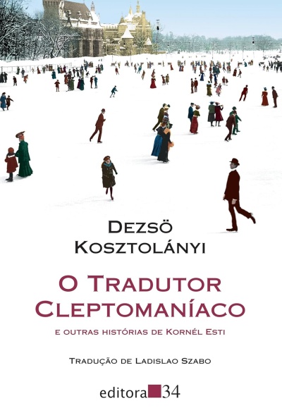 Capa de livro com pessoas a patinar no gelo e texto O TRADUTOR CLEPTOMANÍACO