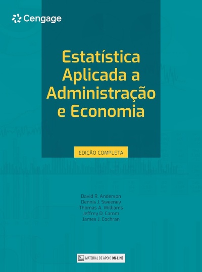 Capa de livro de estatística aplicada a administração e economia da editora Cengage