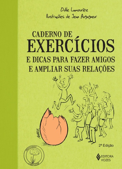 Capa de livro verde limão com título e ilustração de ovo partido e figuras humanas.