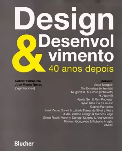 Capa de livro em fundo cinzento com texto branco e amarelo sobre design e desenvolvimento