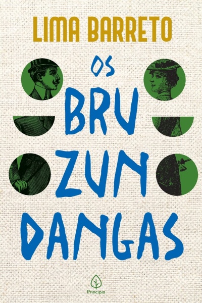 Capa do livro Os Bruzundangas de Lima Barreto com texto colorido e círculos ilustrados