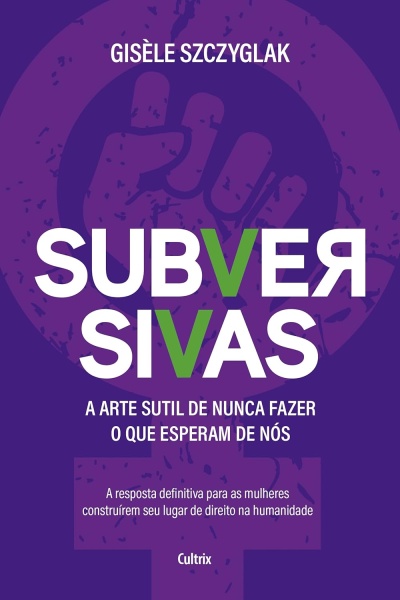 Capa de livro roxa com título e texto em branco e verde, e símbolo de punho fechado ao fundo.