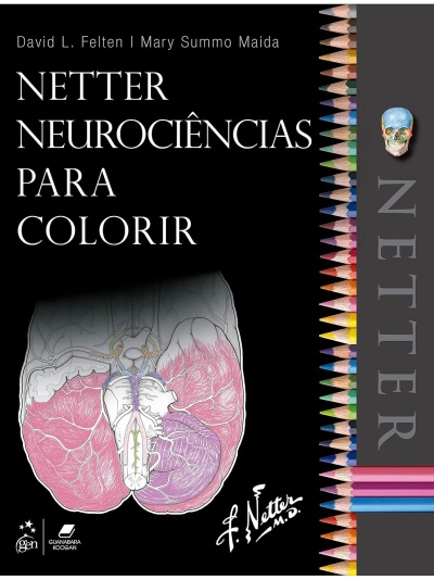 Capa de livro de neurociências para colorir com lápis e ilustração anatómica