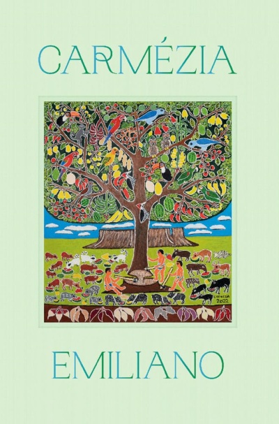 Capa de livro verde com título e ilustração de árvore e animais