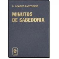 Livro azul escuro com texto dourado MINUTOS DE SABEDORIA na capa