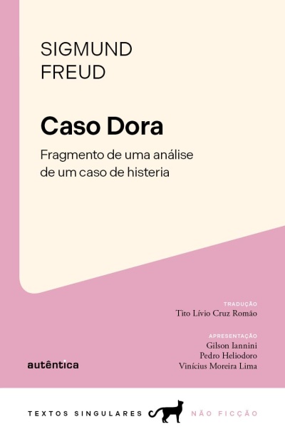 Capa do livro Caso Dora de Sigmund Freud em creme e rosa