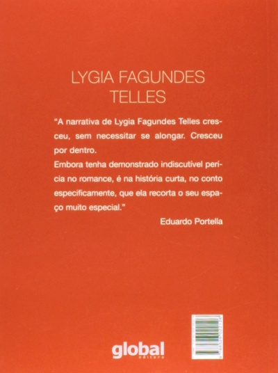 Capa traseira de livro laranja com texto branco e código de barras.