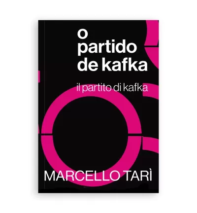 Capa de livro preta com texto branco e rosa e círculos rosa grandes
