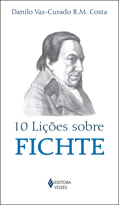 Capa de livro com retrato a lápis e texto sobre Fichte.