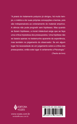 Capa traseira rosa escura de livro com texto em português, código de barras e informações da editora Vozes