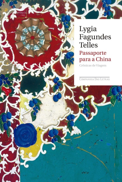 Capa do livro Passaporte para a China com padrão floral colorido