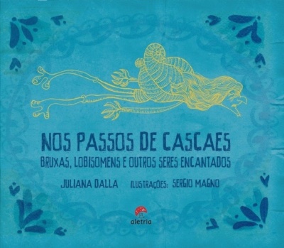 Capa azul de livro com ilustração amarela e texto em português.