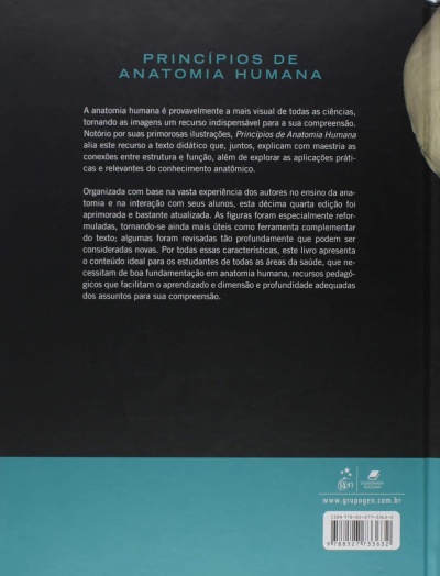 Contracapa de livro sobre anatomia humana com texto e código de barras.
