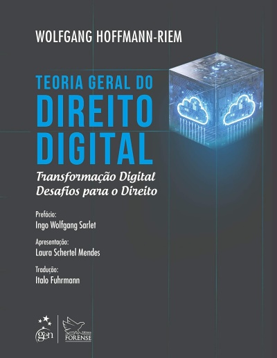 Capa de livro TEORIA GERAL DO DIREITO DIGITAL com ícone de nuvem azul em cubo iluminado
