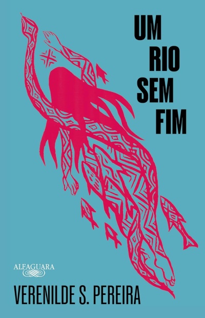 Capa do livro Um Rio Sem Fim com figura humana vermelha estilizada em fundo azul.