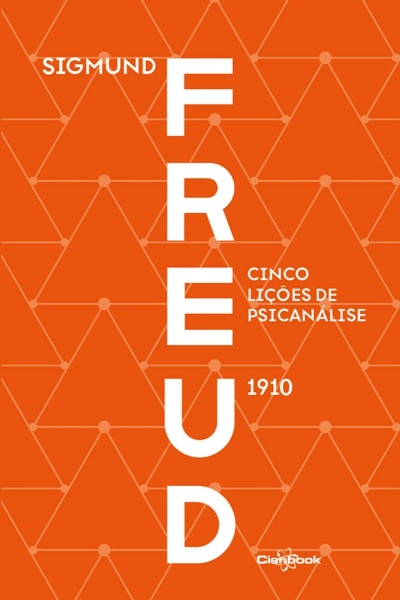 Capa de livro laranja com texto branco FREUD CINCO LIÇÕES DE PSICANÁLISE 1910