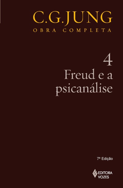 Capa de livro castanha com texto amarelo e cinza C.G. JUNG OBRA COMPLETA 4 Freud e a psicanálise.