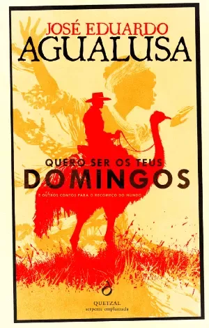 Capa de livro com título e autor, silhueta vermelha de homem a cavalo de avestruz sobre fundo amarelo claro.