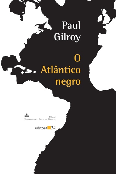 Capa de livro com mapa do Atlântico, título e autor