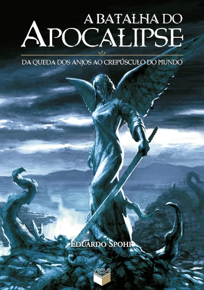 Capa de livro A Batalha do Apocalipse com ilustração de anjo e espada