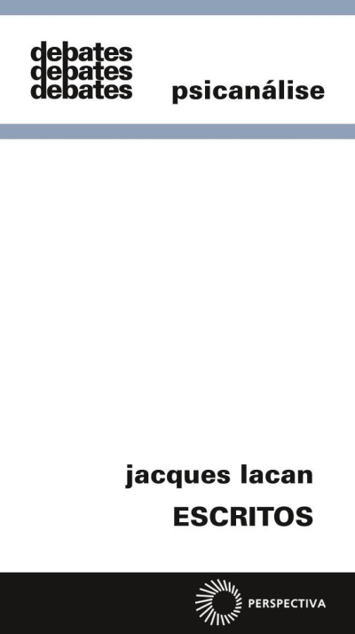 Capa do livro Escritos de Jacques Lacan com design minimalista em branco e preto