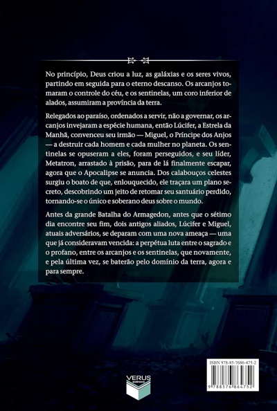 Contracapa de livro com texto em português, código de barras e logotipo da editora VERUS