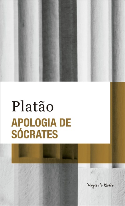 Capa do livro Apologia de Sócrates de Platão com colunas clássicas ao fundo
