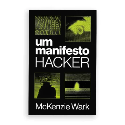 Capa de livro preta com texto e imagens pixelizadas amarelas.