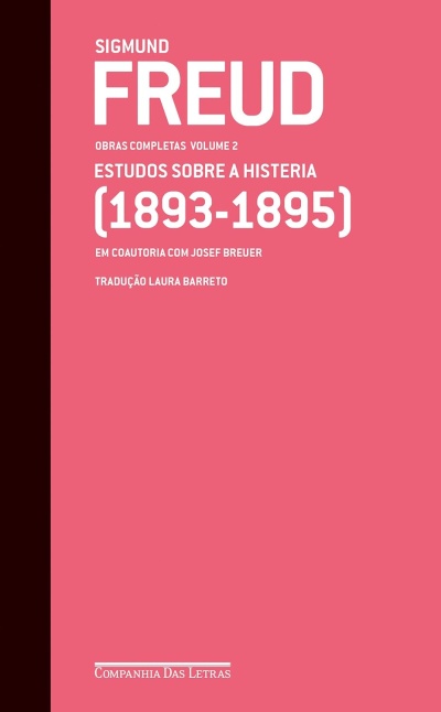 Capa de livro cor de rosa e preta com texto branco, título SIGMUND FREUD ESTUDOS SOBRE A HISTERIA