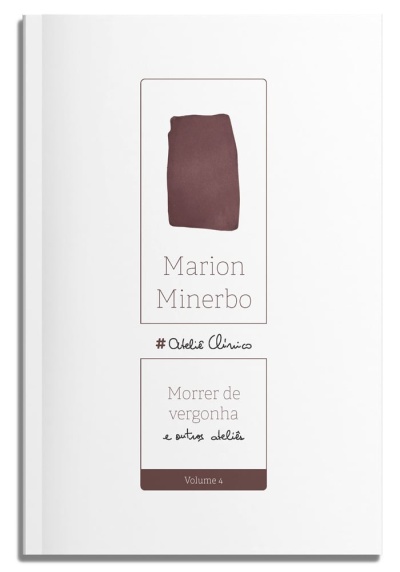Capa de livro branca com texto e retângulo castanho