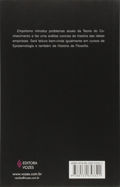 Capa traseira de livro preta com texto branco e logótipo EDITORA VOZES