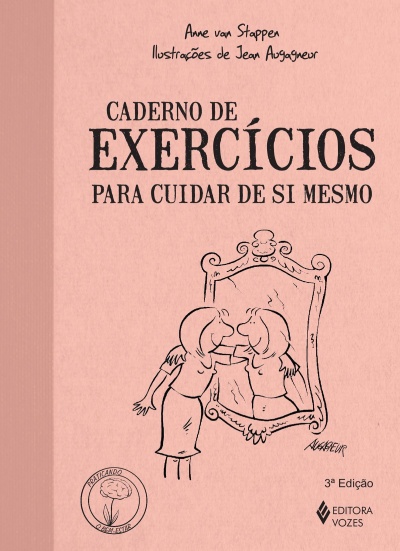 Capa de livro cor-de-rosa com título e ilustração de mulher olhando para o espelho