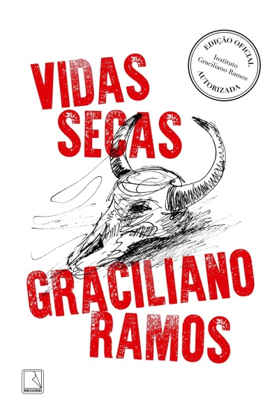 Capa de livro com texto em vermelho e ilustração de crânio de boi