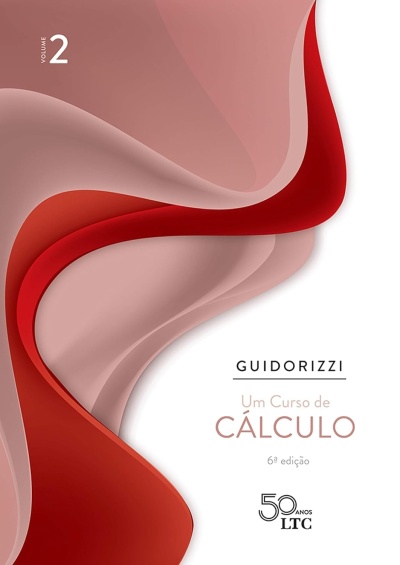 Capa de livro curso de cálculo com formas abstratas em vermelho e rosa