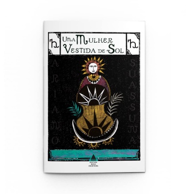Capa de livro Uma Mulher Vestida de Sol com ilustração colorida