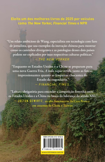 Verso de livro com texto em português, fundo natural e código de barras.